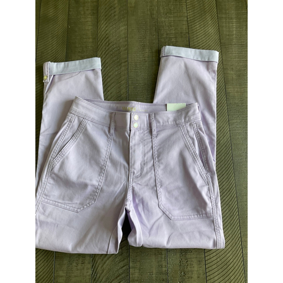 WHBM Outlet Lavender Mid-Rise Utility Cropped Pants Size 00 Straight Leg - Picture 1 of 8